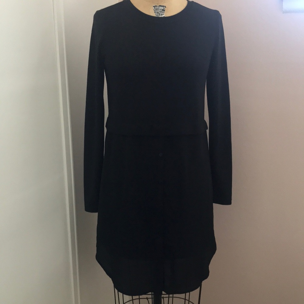 F21 Black long sleeve dress with button details